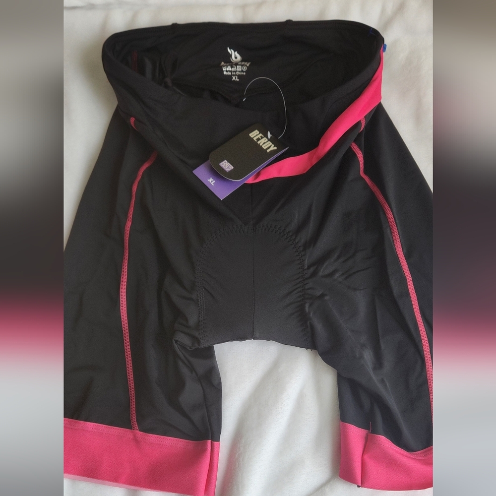 Women's Black and Pink Cycling Shorts